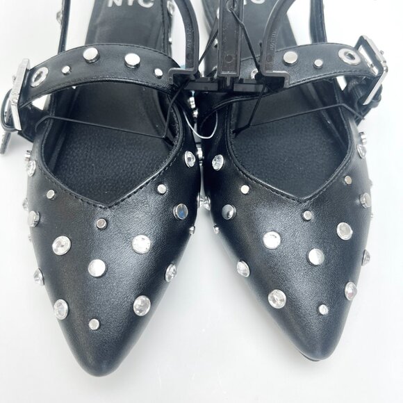 Sz 8 NWT Madden NYC Devin Stud Rhinestone Pointed Toe Mary Jane Slingback Sandal - Picture 5 of 11